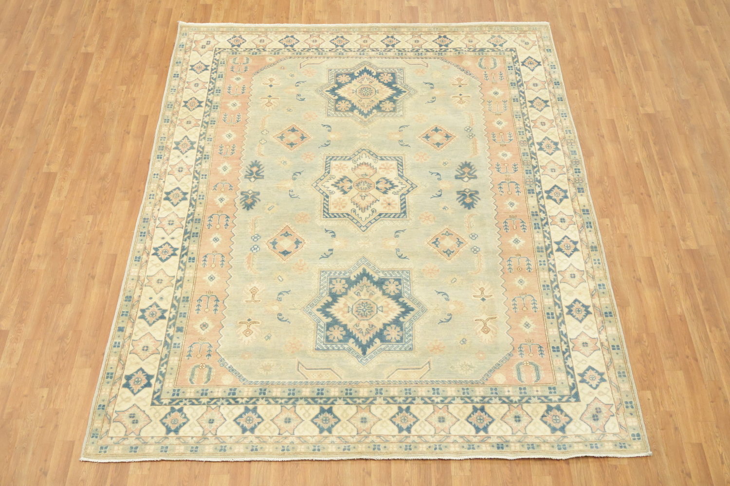 Muted Soft Baby Blue Traditional Kazak Area Rug 8x10