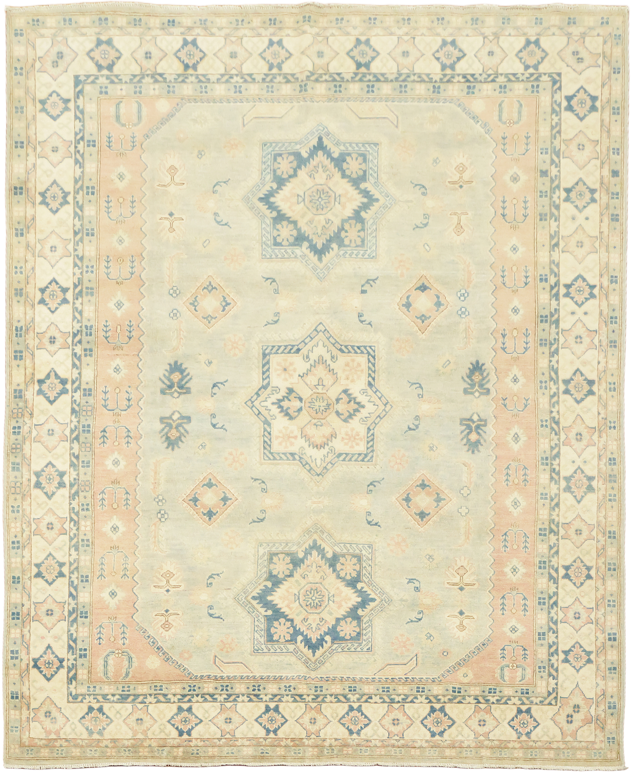 Muted Soft Baby Blue Traditional Kazak Area Rug 8x10