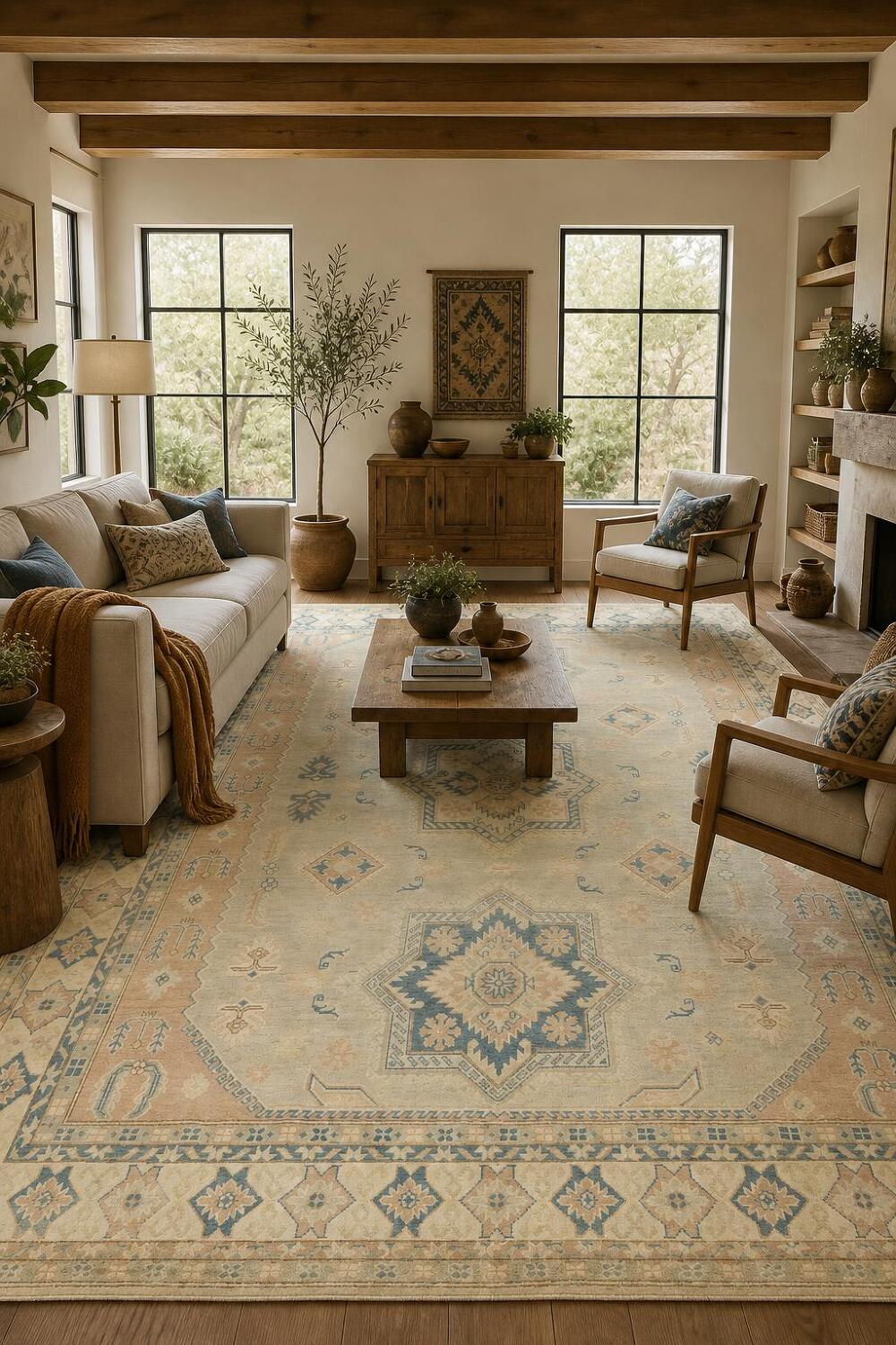 Muted Soft Baby Blue Traditional Kazak Area Rug 8x10
