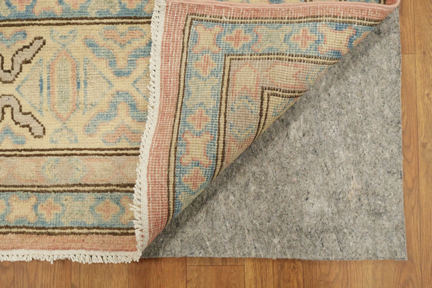 Elegant Kazak Peach Terracotta and Blue Area Rug  8'x13'