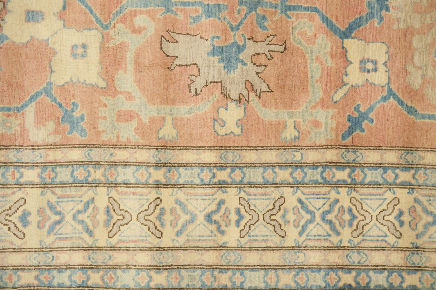 Elegant Kazak Peach Terracotta and Blue Area Rug  8'x13'