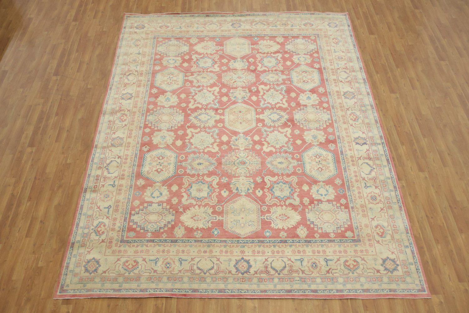 Persian Inspirations: Exquisite Geometry Red Kazak Area Rug 9'x12'