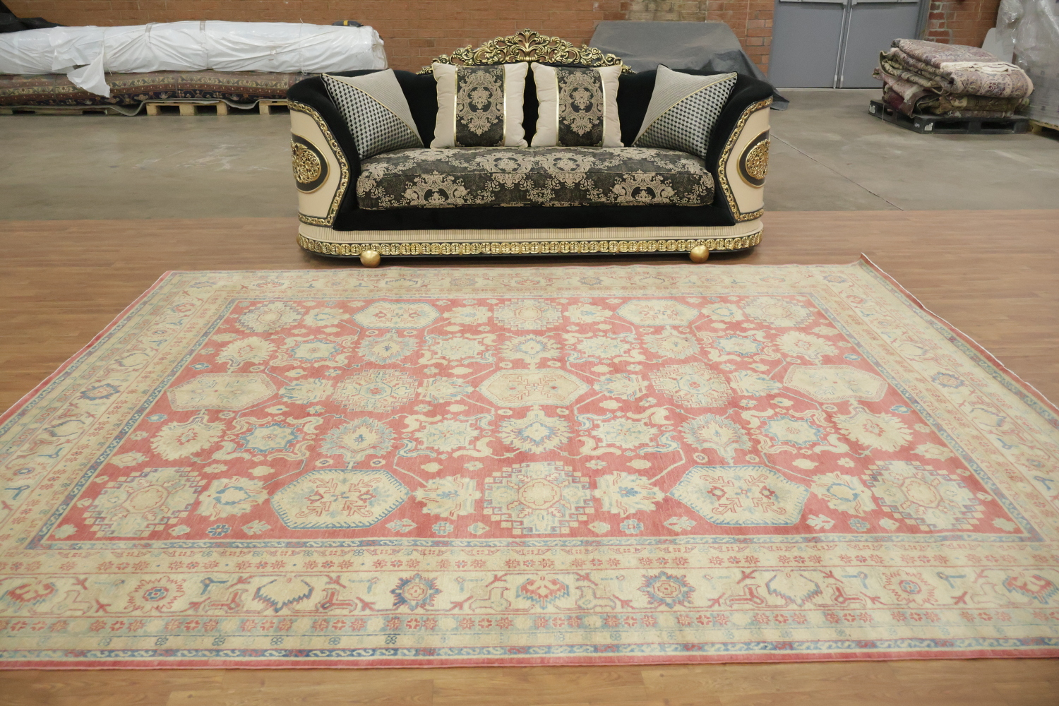 Persian Inspirations: Exquisite Geometry Red Kazak Area Rug 9'x12'