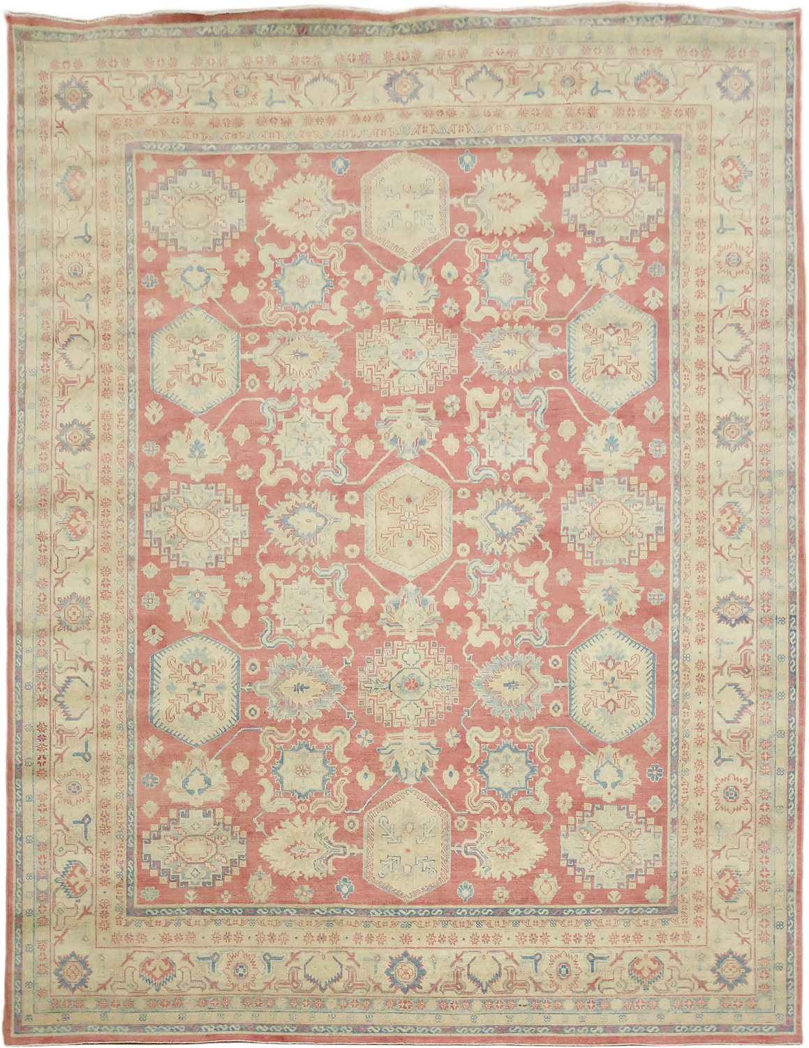 Persian Inspirations: Exquisite Geometry Red Kazak Area Rug 9'x12'
