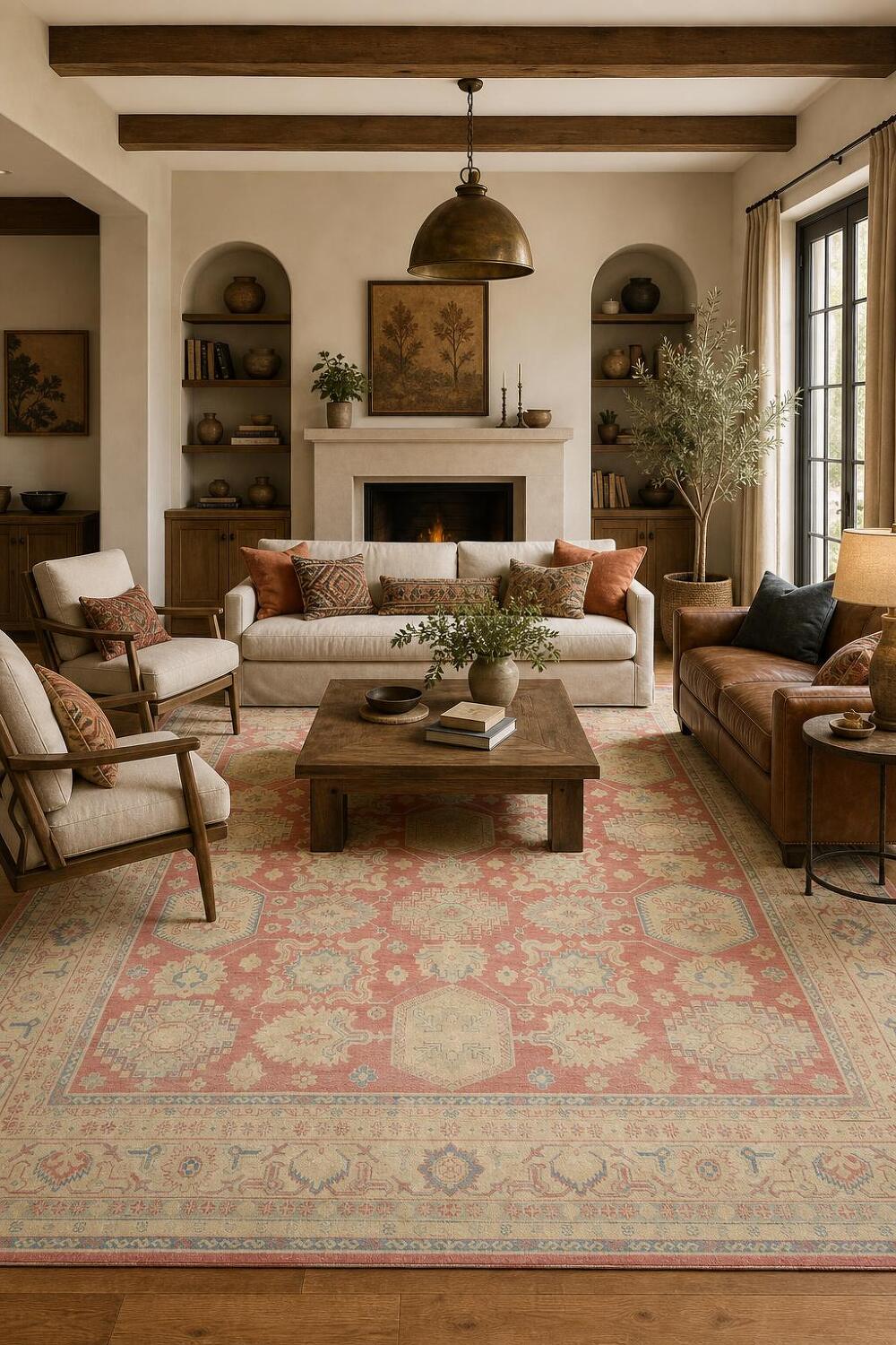 Persian Inspirations: Exquisite Geometry Red Kazak Area Rug 9'x12'