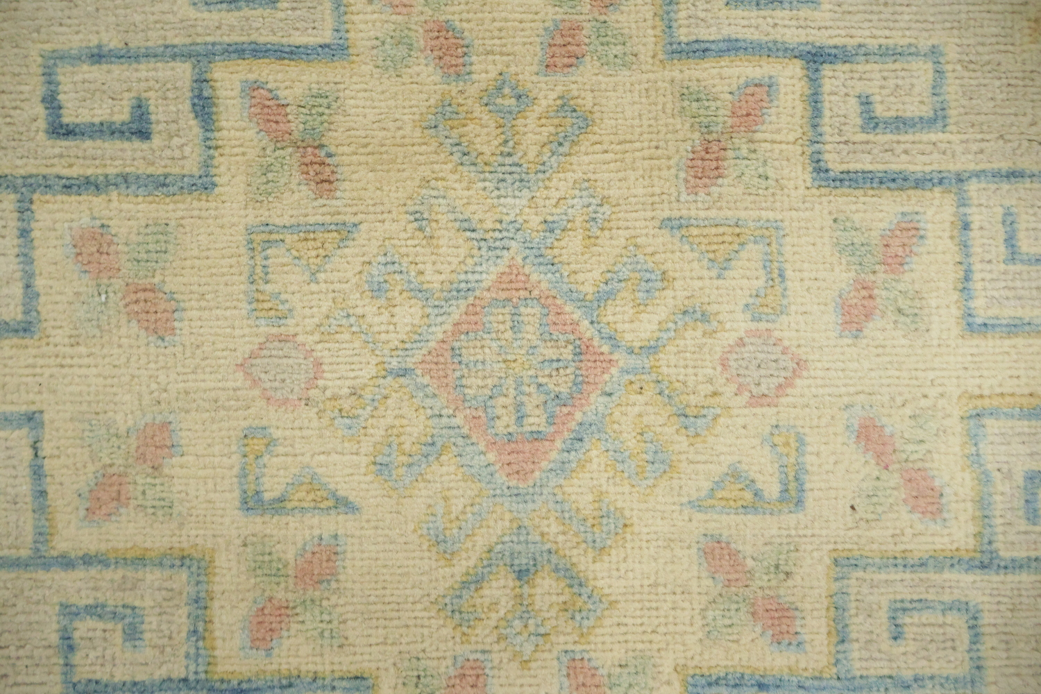 Luxuriate in Subtlety: Beige and Blue Classic Kazak Area Rug 9'x12'