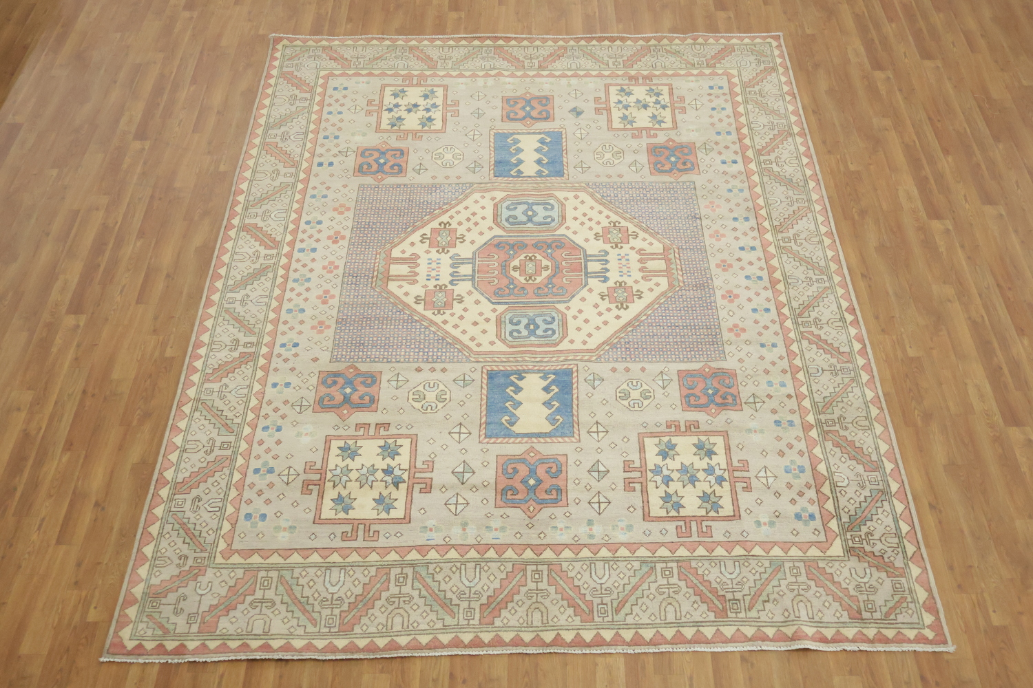 Traditional Geometric Kazak Pakistani Hand-made Area Rug 8x10