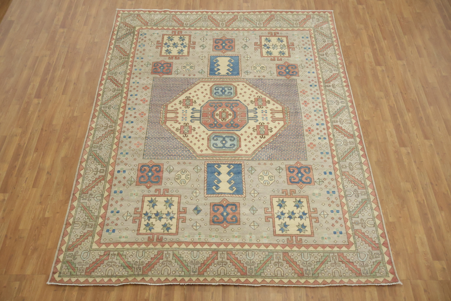 Traditional Geometric Kazak Pakistani Hand-made Area Rug 8x10