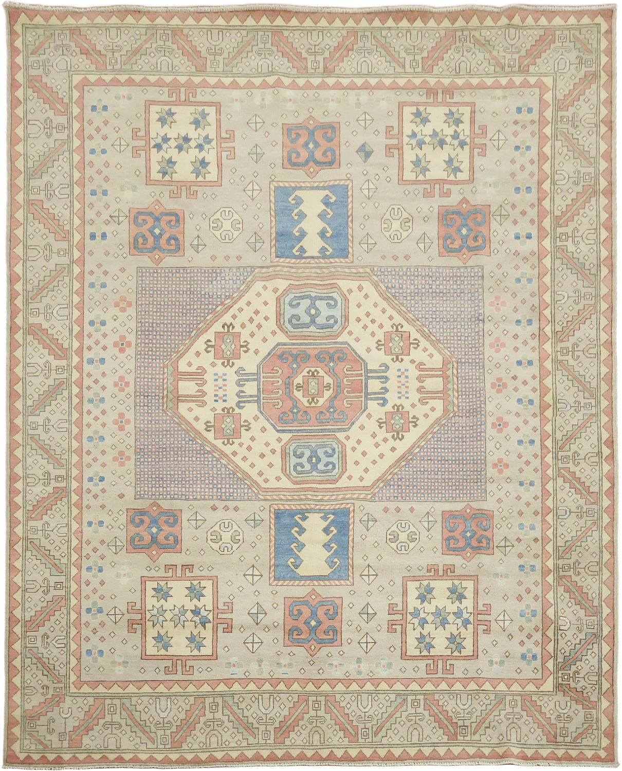 Traditional Geometric Kazak Pakistani Hand-made Area Rug 8x10
