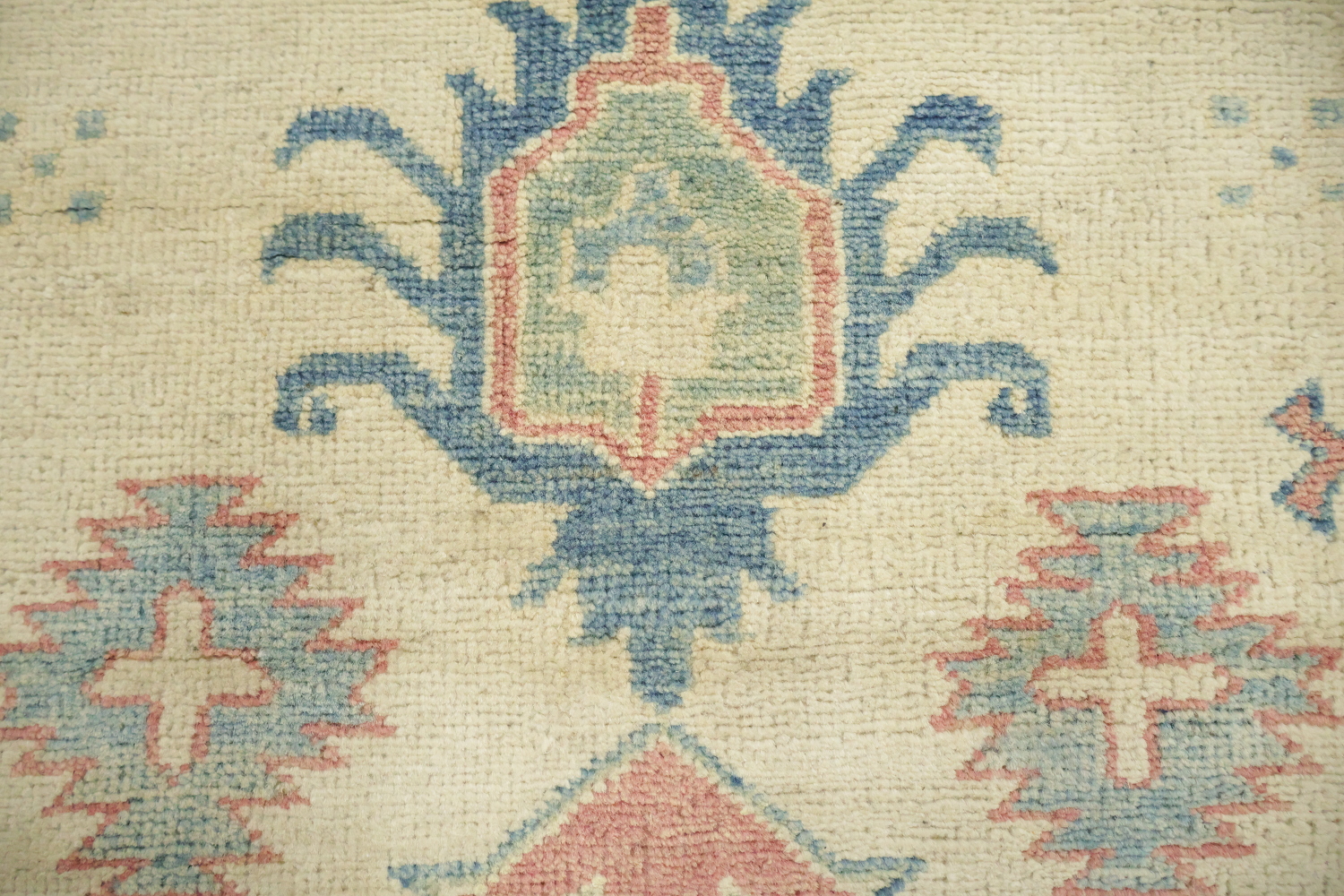 Premium Quality Kazak Pakistani Ivory and Blue Traditional Rug 9' 1'' x 8' 5''