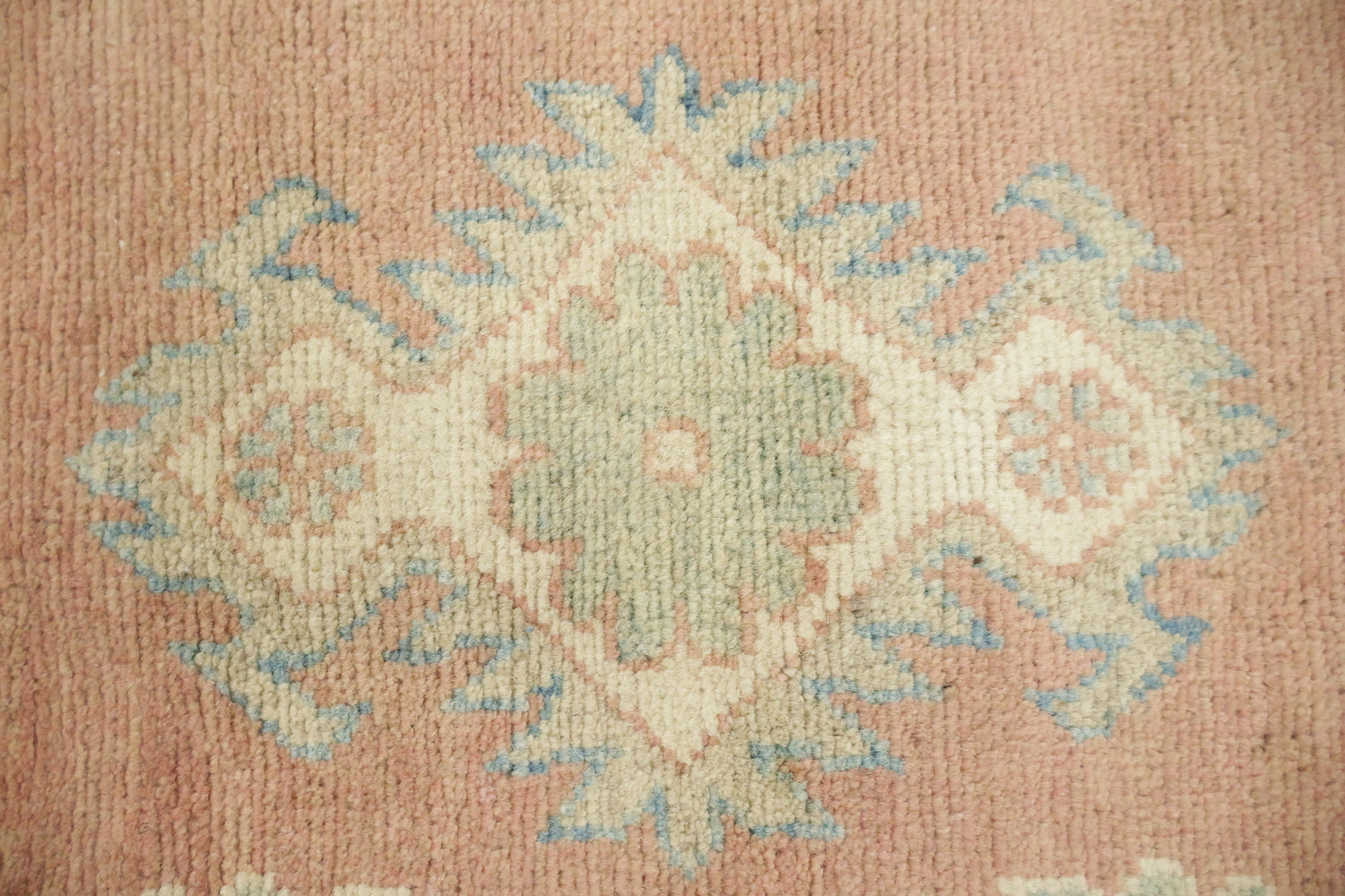 Traditional Muted terracotta/peach and Blue Kazak Pakistani Rug 8'x11'