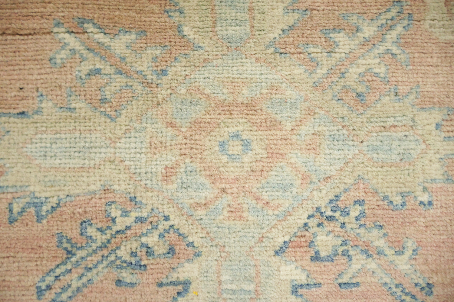 Elegant Peach and Blue Traditional Patterned Kazak Area Rug 8'x11'