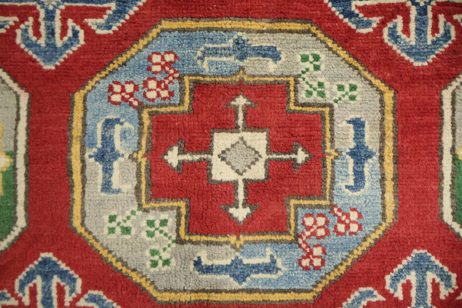 Traditional Red Area Rug with Bold Geometric Accents 8'x10'
