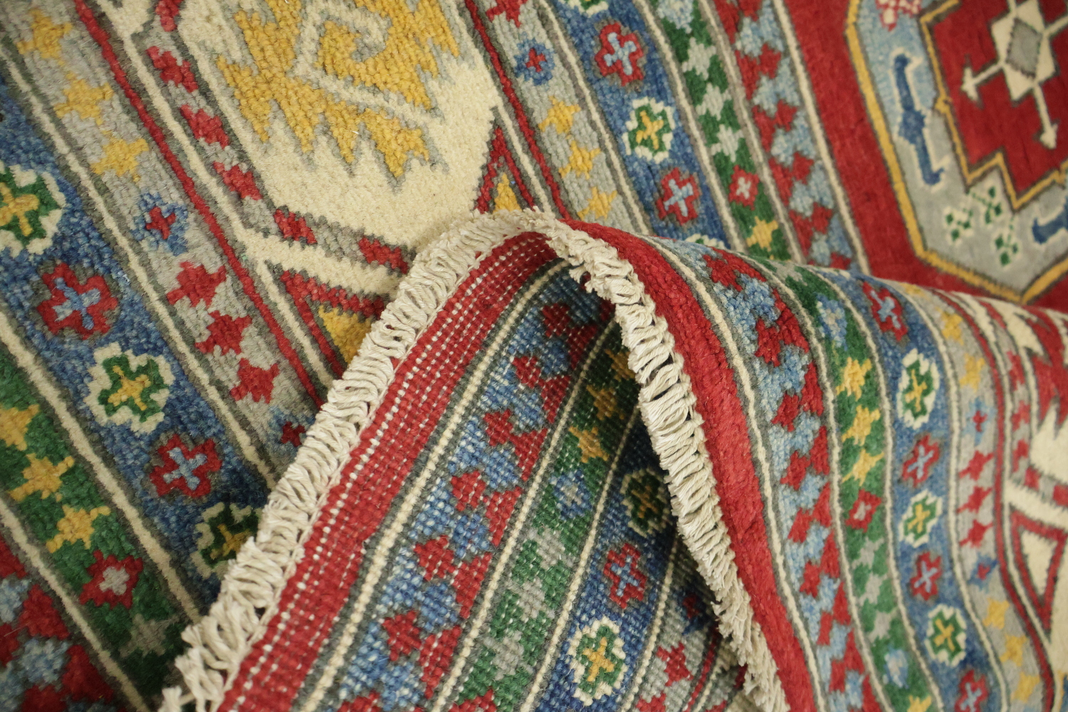 Traditional Red Area Rug with Bold Geometric Accents 8'x10'