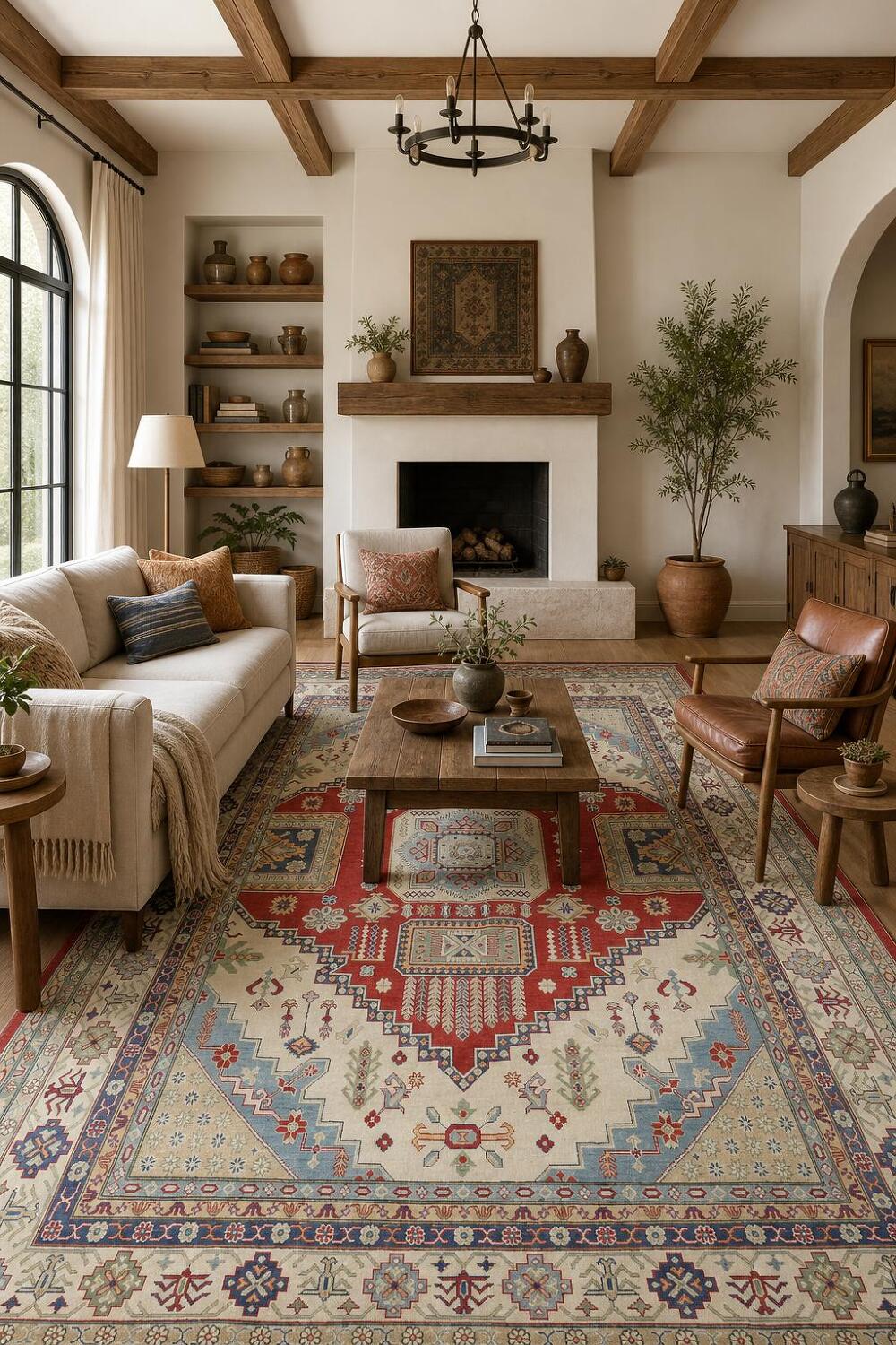 Traditional Red and Blue Rug Ideal for Classic Home Decor 9x12