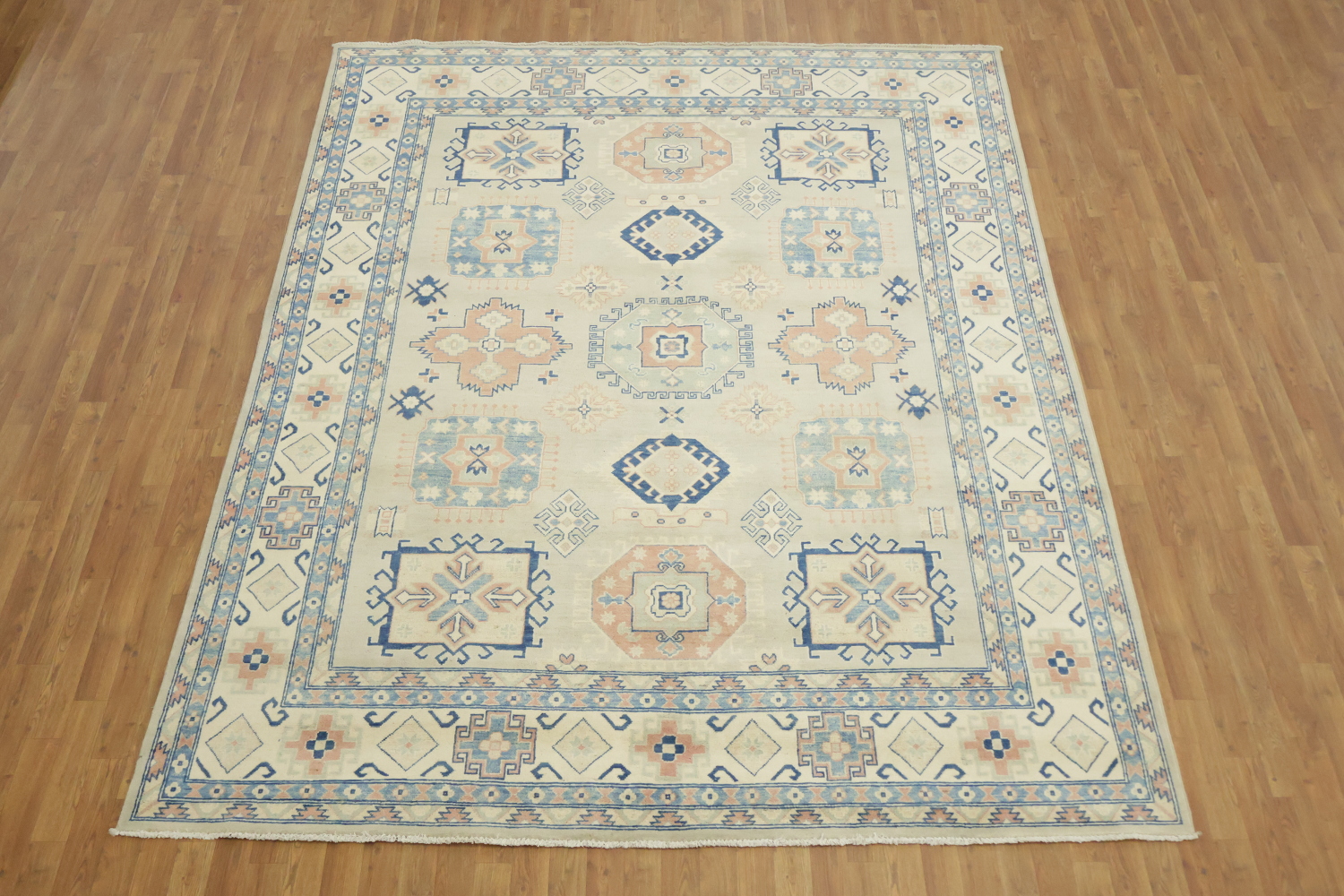 South-western Style Pale Green and Blue Kazak Handmade Rug 8'x10'