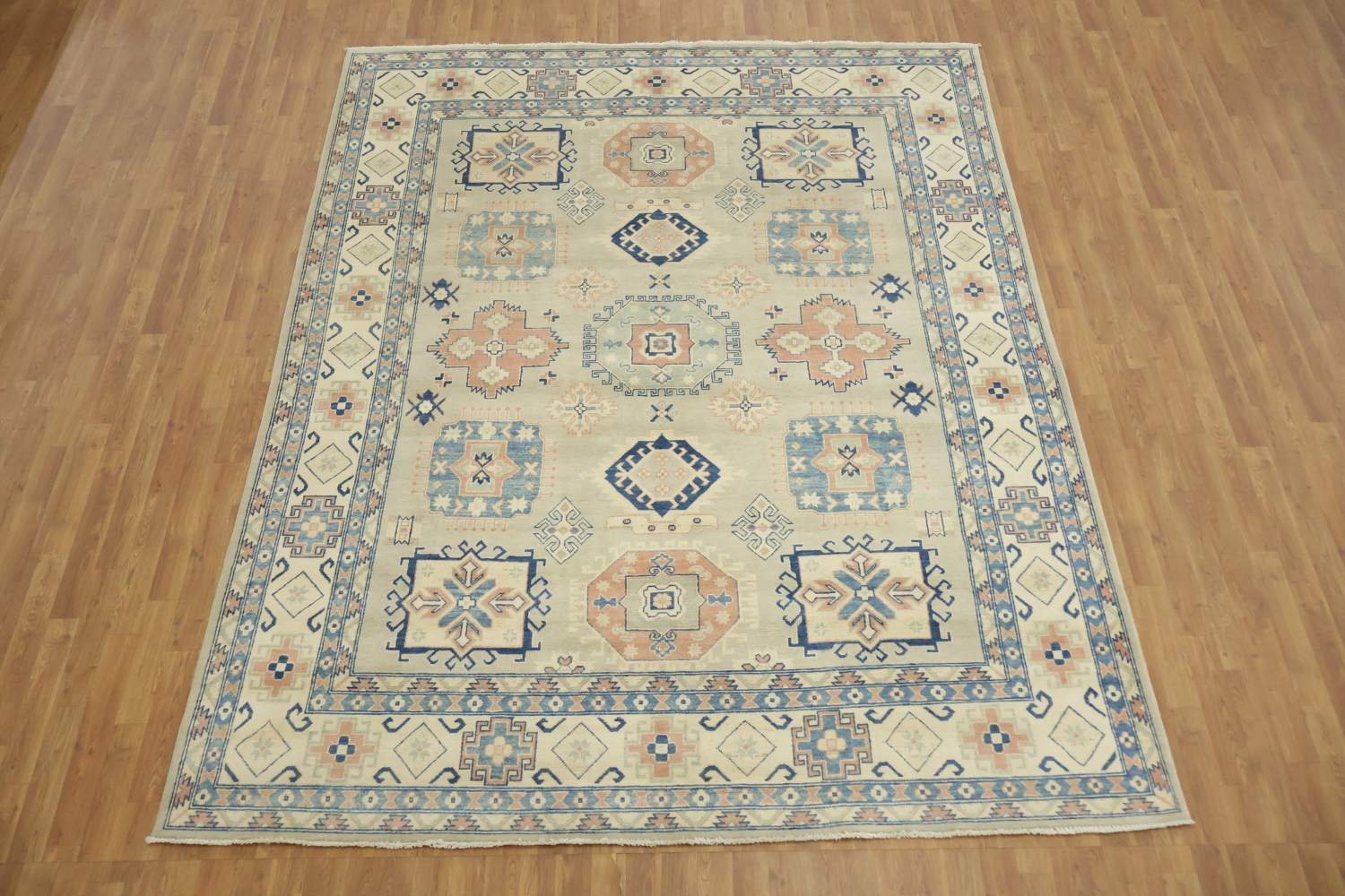 South-western Style Pale Green and Blue Kazak Handmade Rug 8'x10'