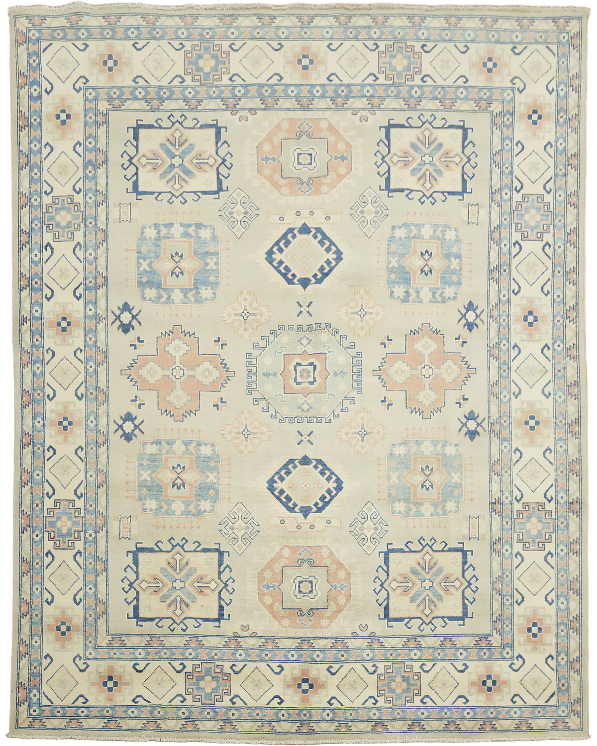 South-western Style Pale Green and Blue Kazak Handmade Rug 8'x10'