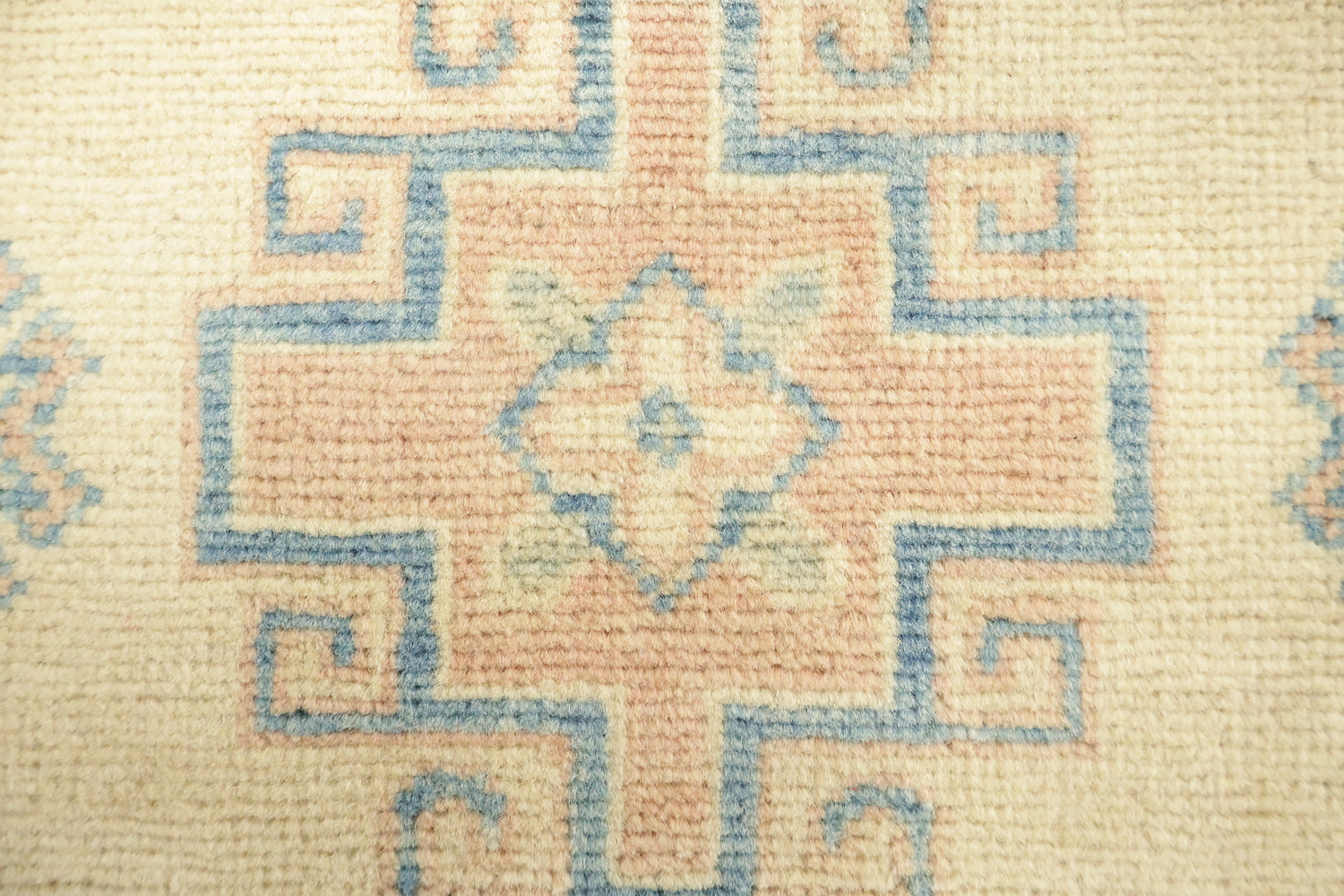 Traditional Pastel Pale Terracotta and Blue Kazak Pakistani Rug 8'x11'