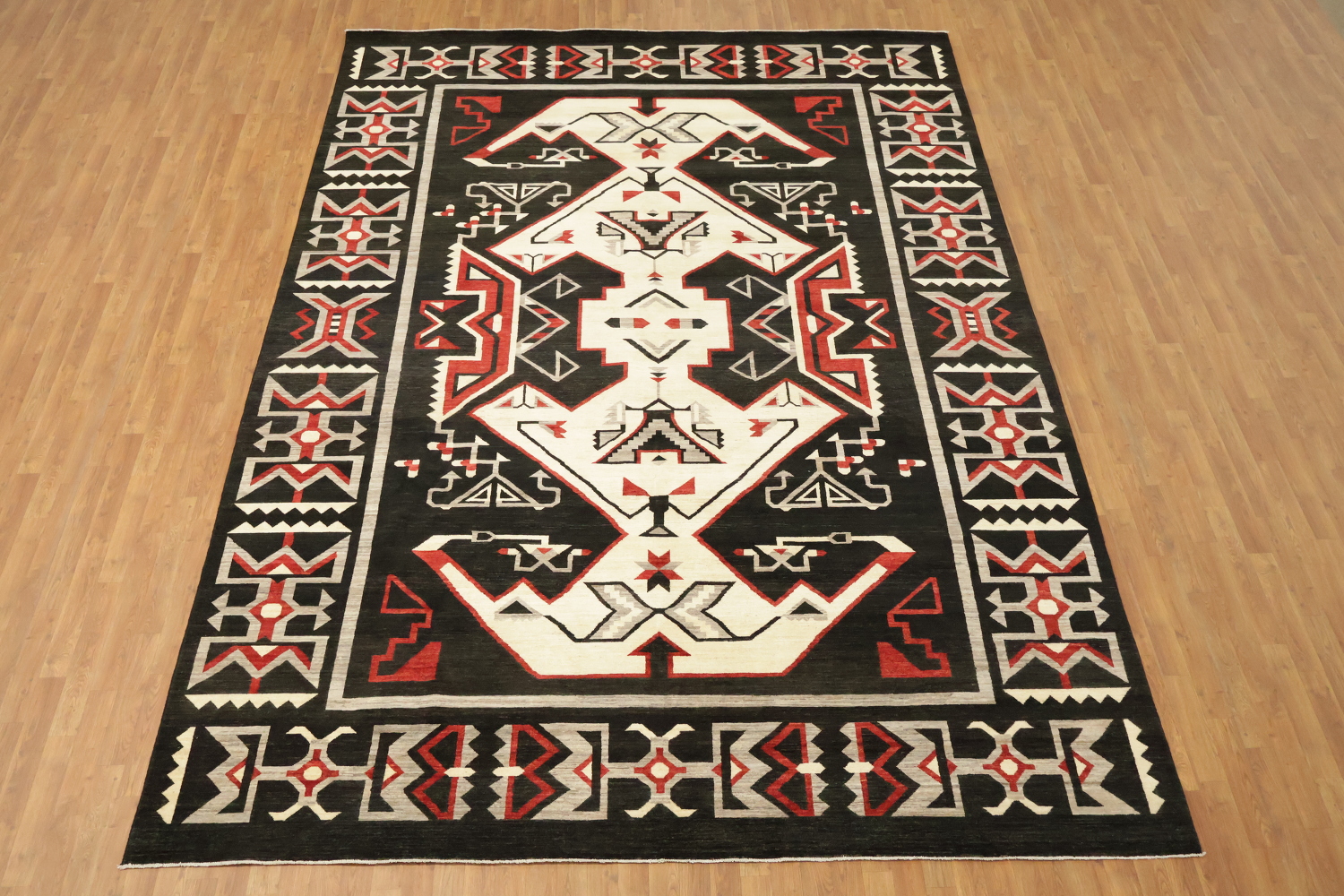 Southwestern Navajo Style Rug with Red, Black, and White Tribal Pattern 10'x14'