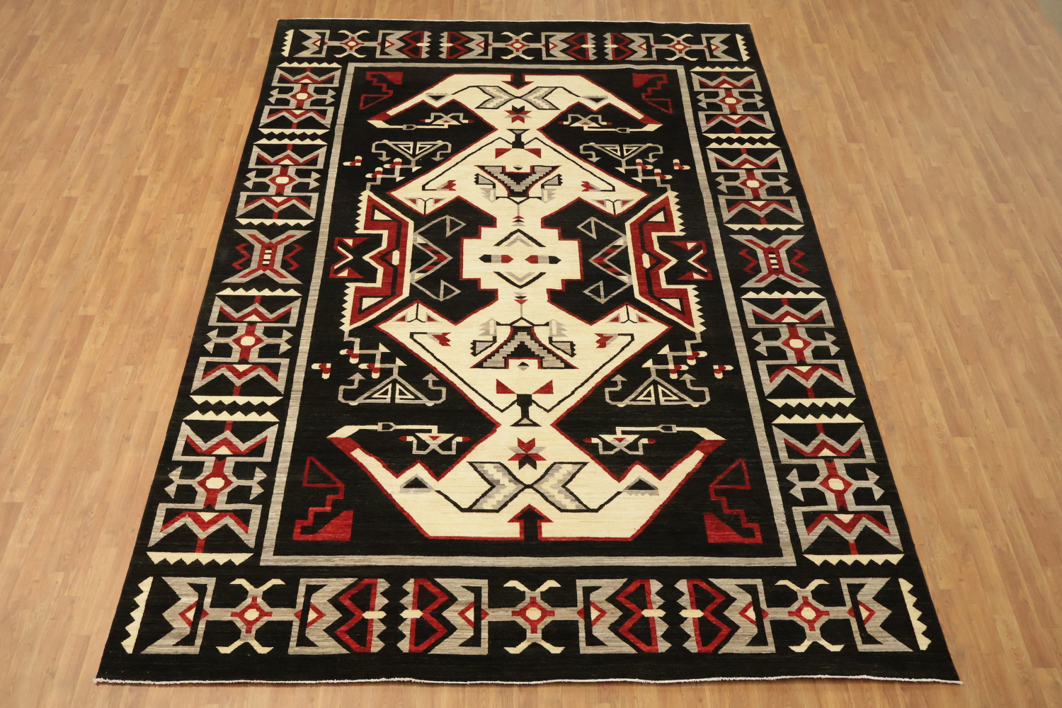 Southwestern Navajo Style Rug with Red, Black, and White Tribal Pattern 10'x14'