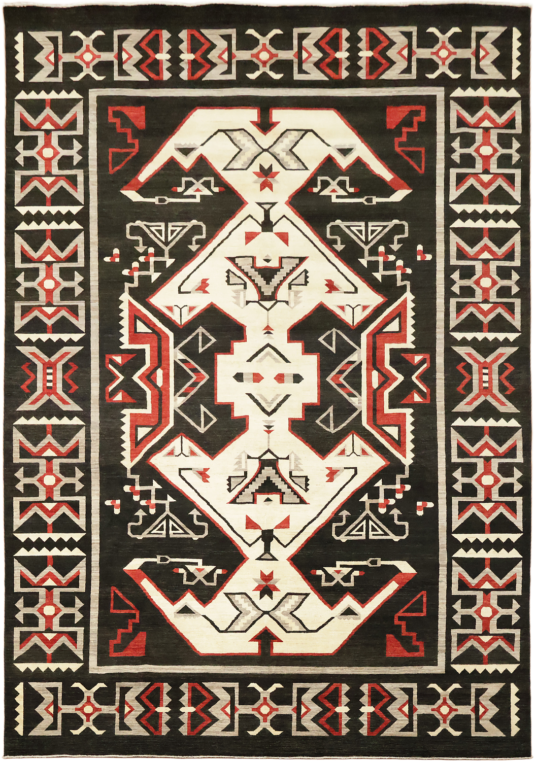 Southwestern Navajo Style Rug with Red, Black, and White Tribal Pattern 10'x14'