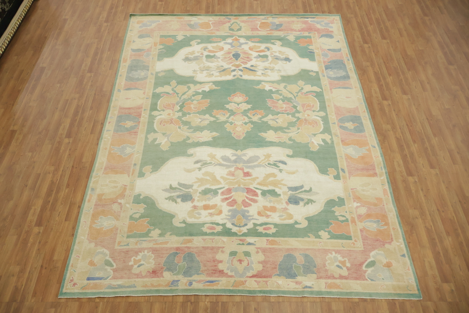 Green Floral Wool Traditional Oushak Area Rug 8x10