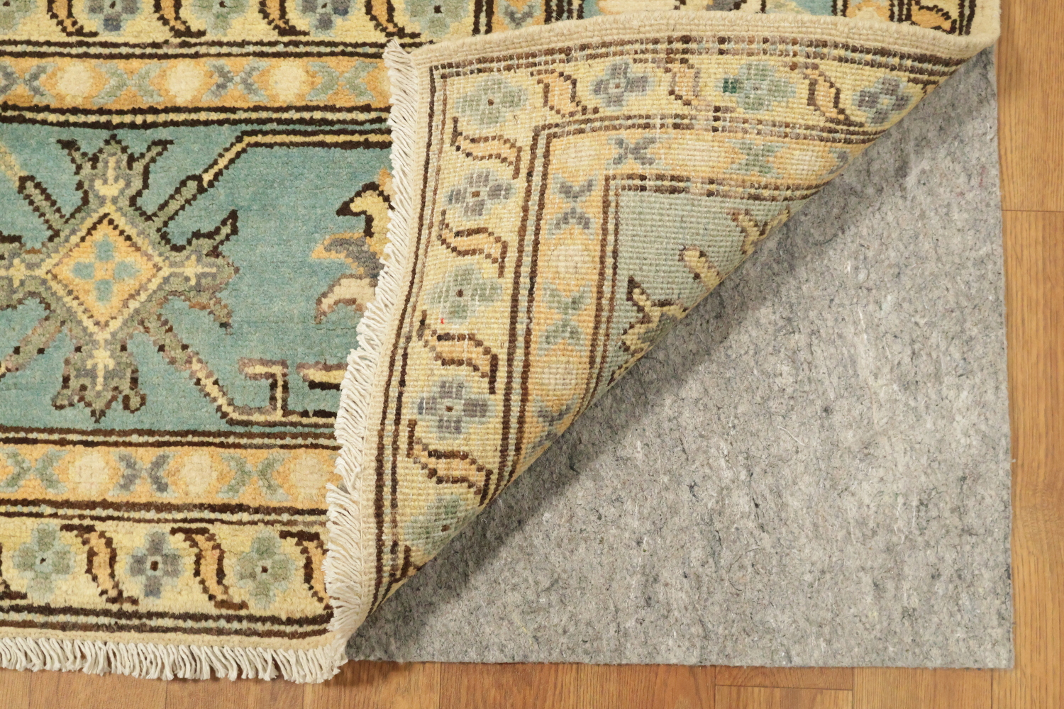 Elegant Cream and Aqua Blue Kazak Pakistani Large Rug 9x12 ft