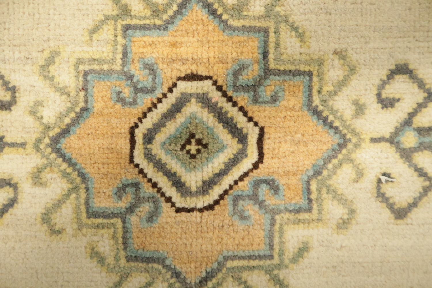 Elegant Cream and Aqua Blue Kazak Pakistani Large Rug 9x12 ft