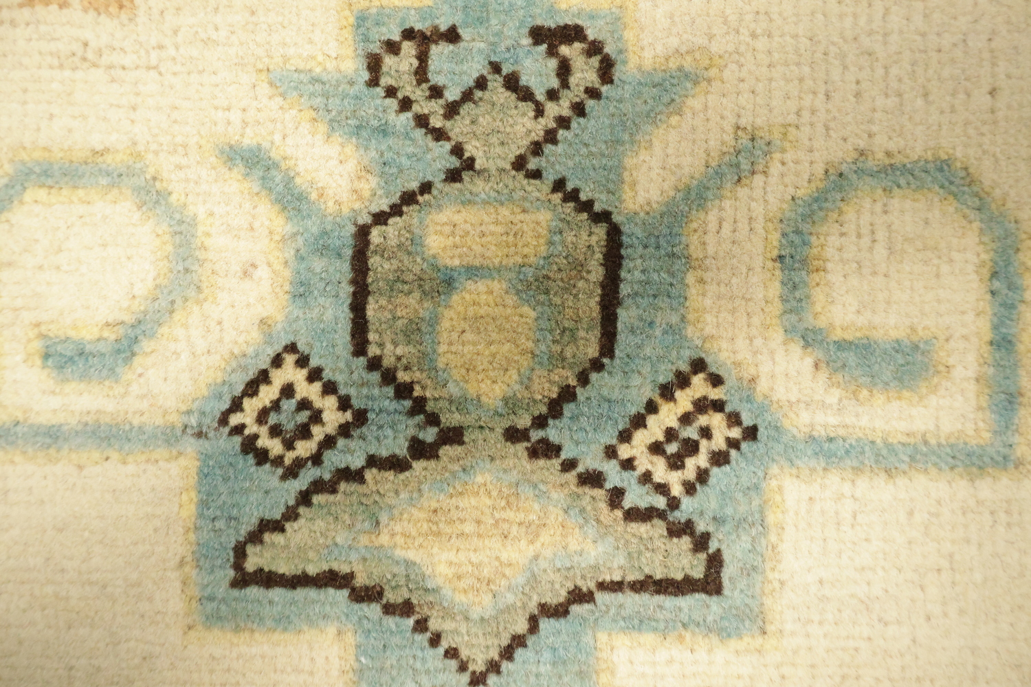 Elegant Cream and Aqua Blue Kazak Pakistani Large Rug 9x12 ft