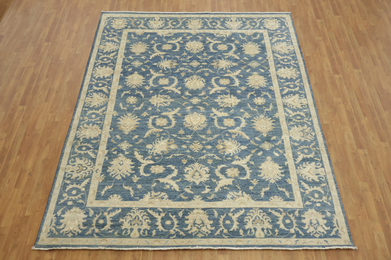 Blue Vegetables Dye Wool Traditional Oushak Area Rug 9x12
