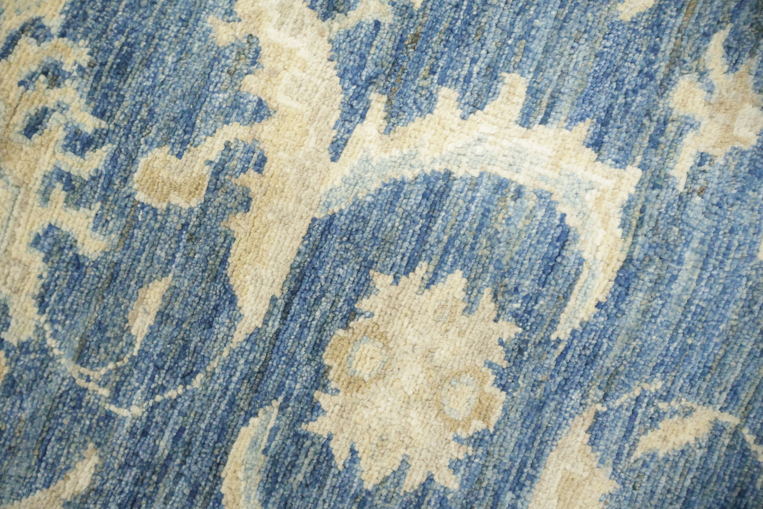 Blue Vegetables Dye Wool Traditional Oushak Area Rug 9x12