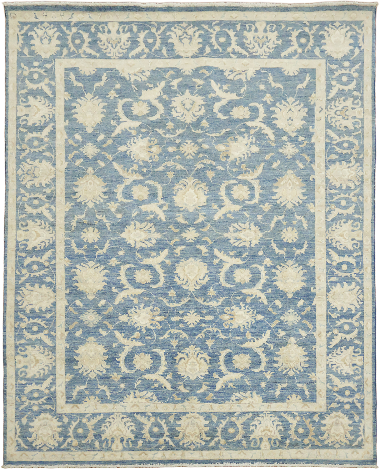 Blue Vegetables Dye Wool Traditional Oushak Area Rug 9x12