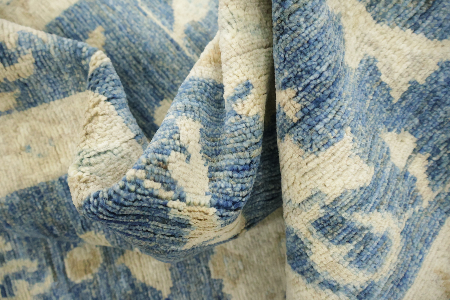 Blue Vegetables Dye Wool Traditional Oushak Area Rug 9x12