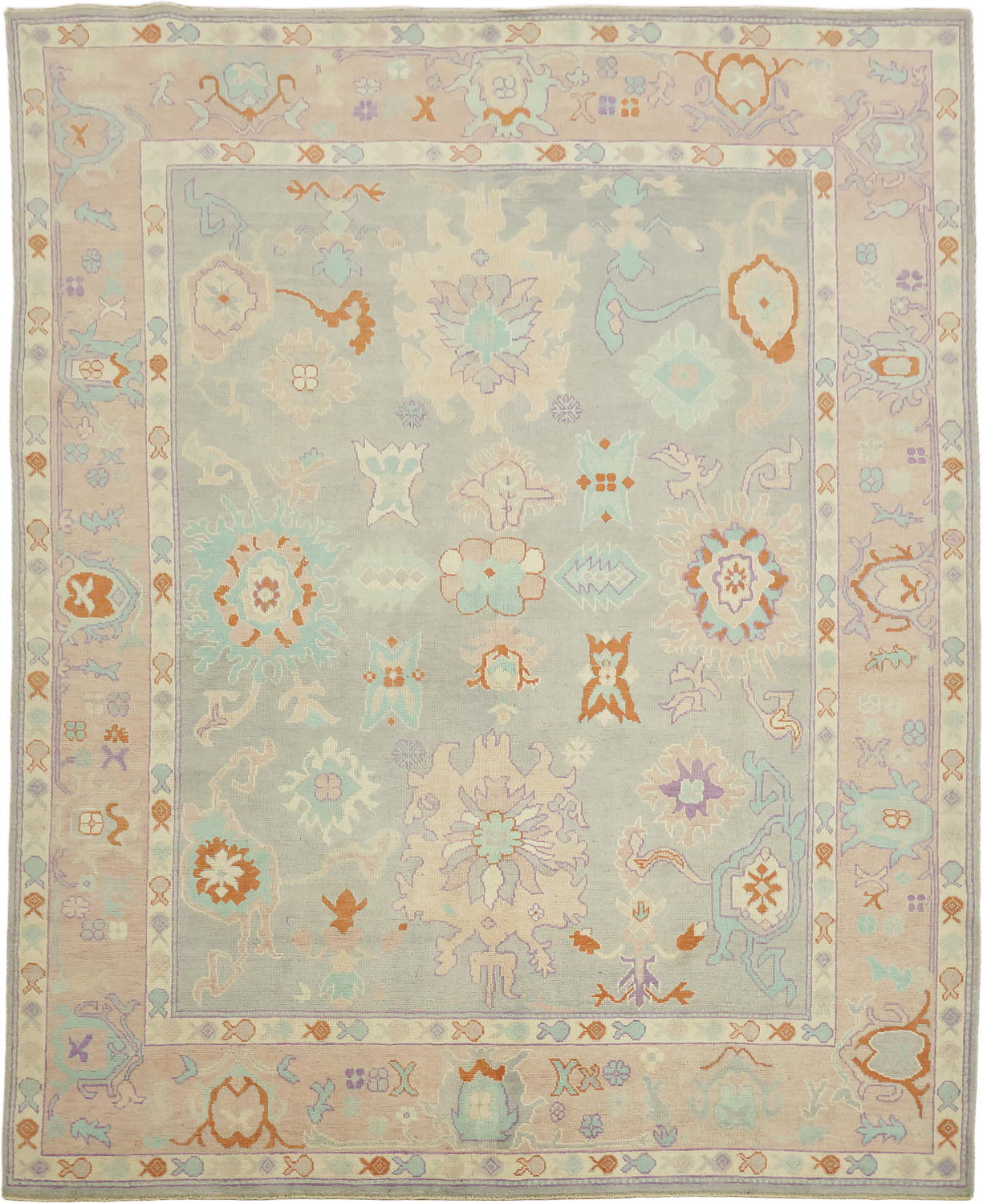 Traditional Oushak Area Geometric Wool Rug 8x10