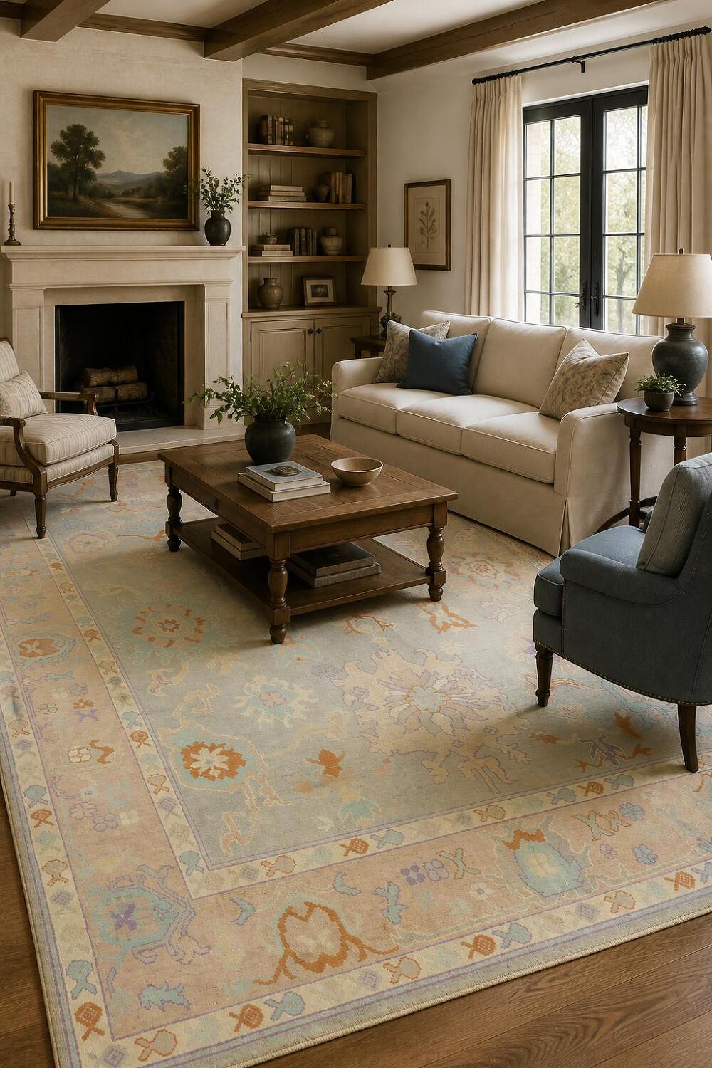 Traditional Oushak Area Geometric Wool Rug 8x10