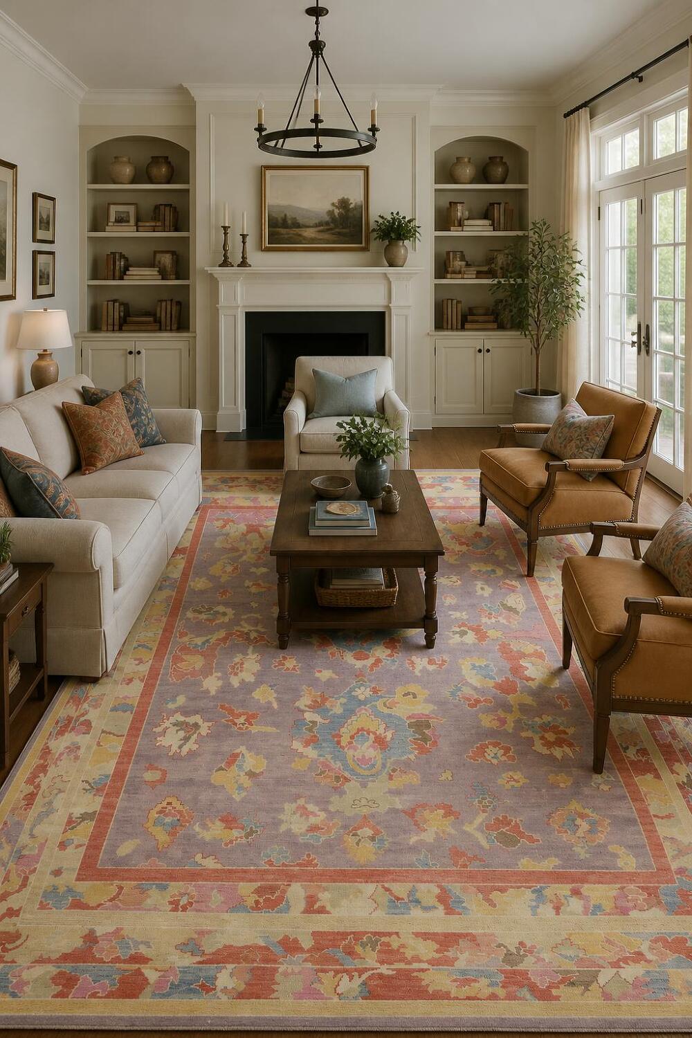 Decorative Purple Wool Traditional Oushak Area Rug 8x10
