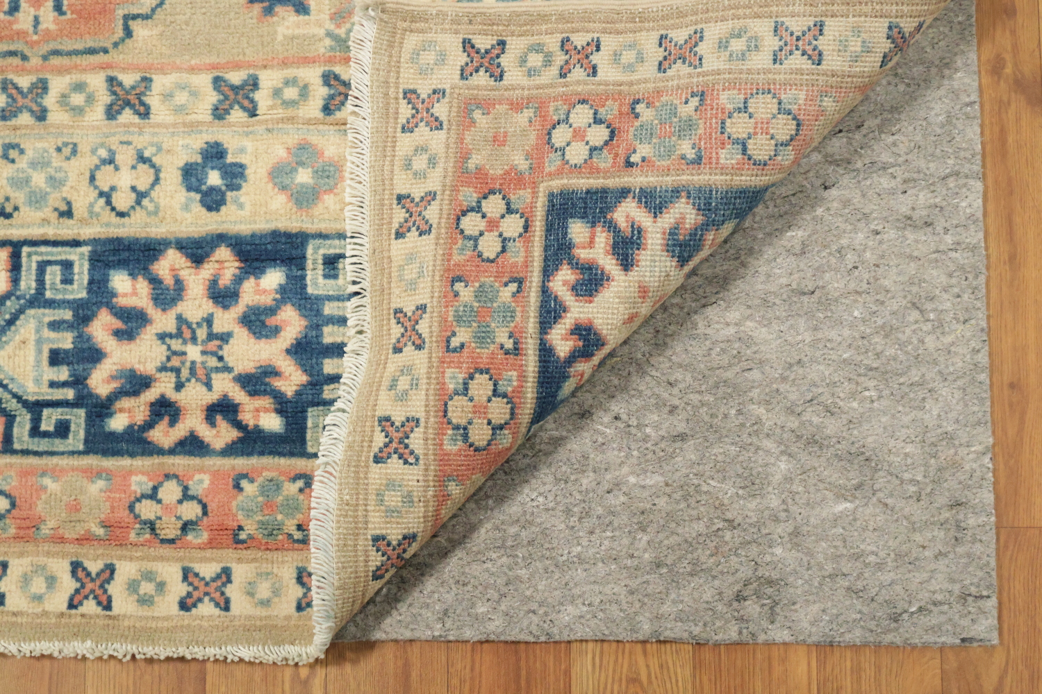 Light Green Kazak Pakistani Traditional Rug in Soft Pastel Tones 8x10