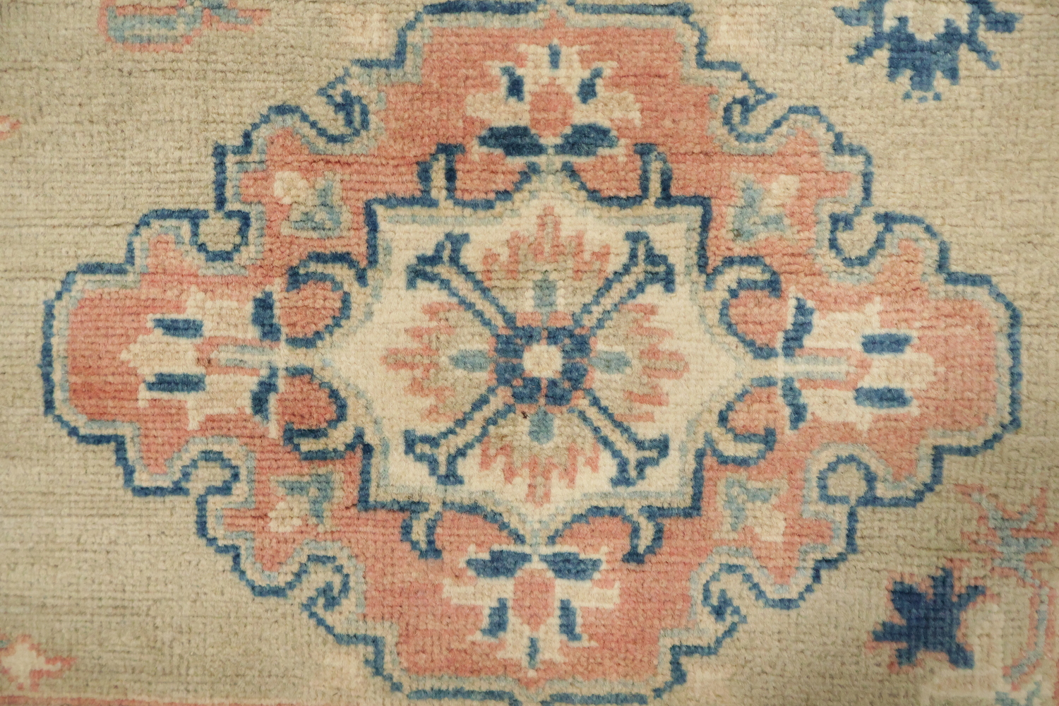 Light Green Kazak Pakistani Traditional Rug in Soft Pastel Tones 8x10