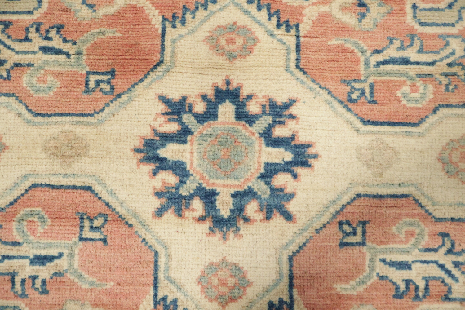 Light Green Kazak Pakistani Traditional Rug in Soft Pastel Tones 8x10