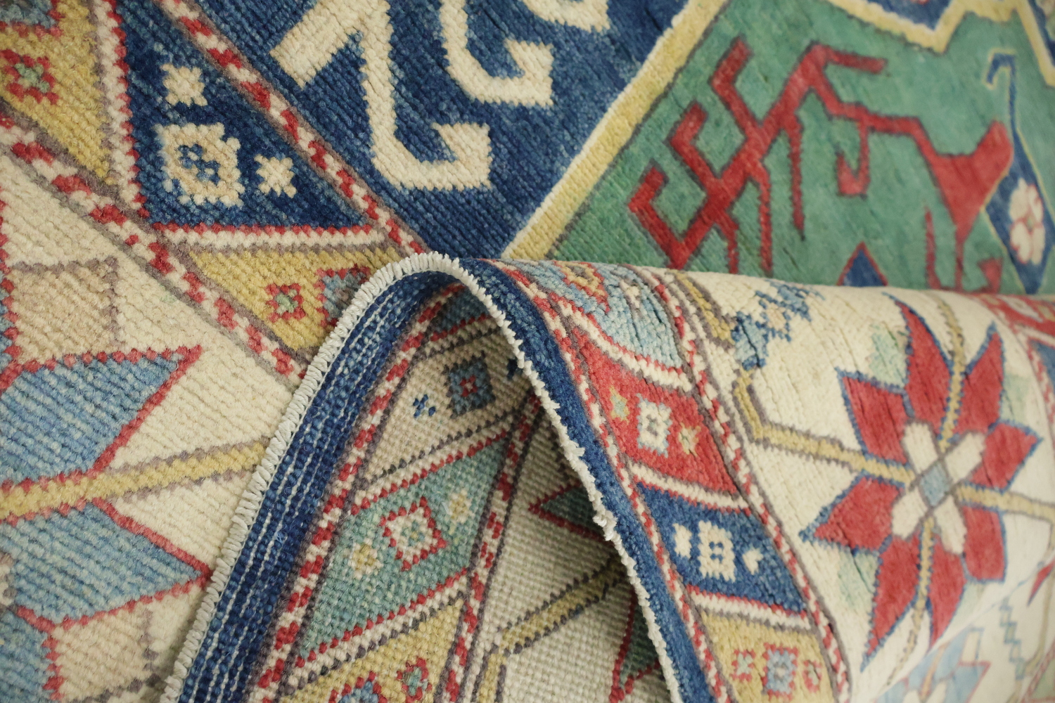 Wool Geometric Kazak Oriental Area Rug 8x10