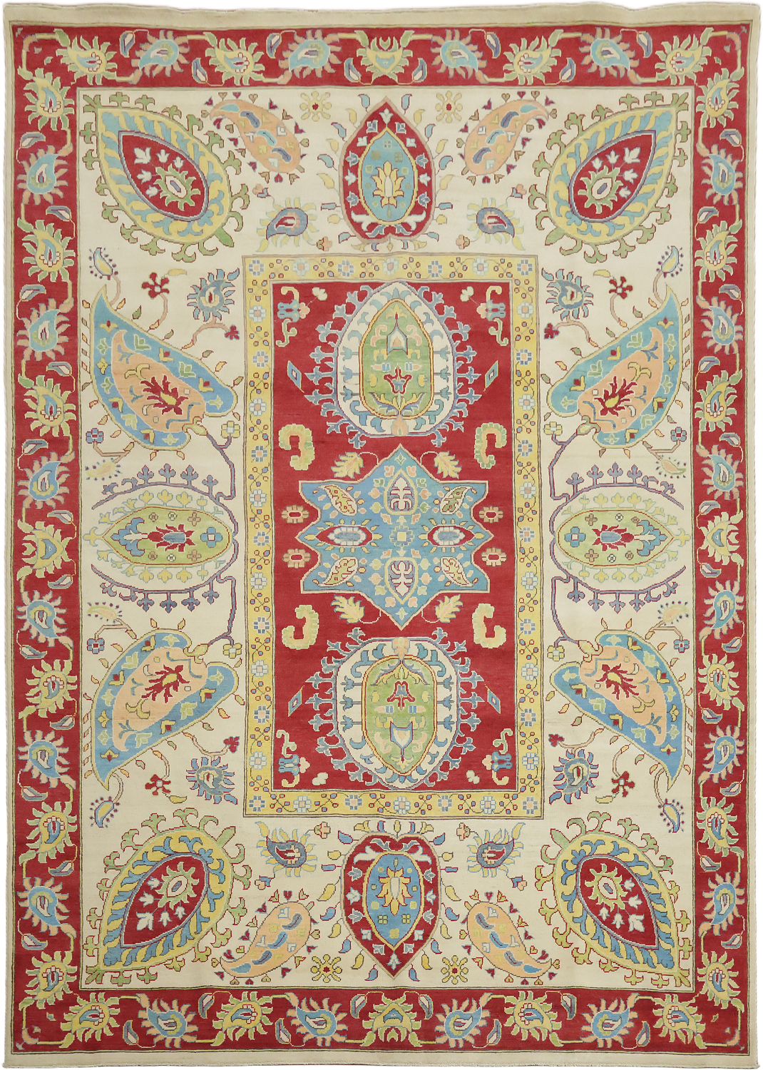 Sophisticated Red and Cream Traditional Rug for Living Space 8'x12'