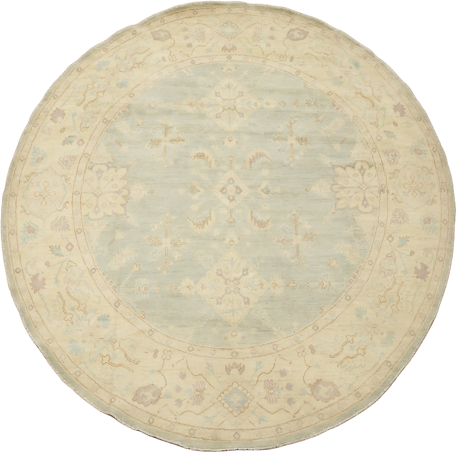 Vegetable Dye Round Wool Traditional Oushak Square Rug 8x8