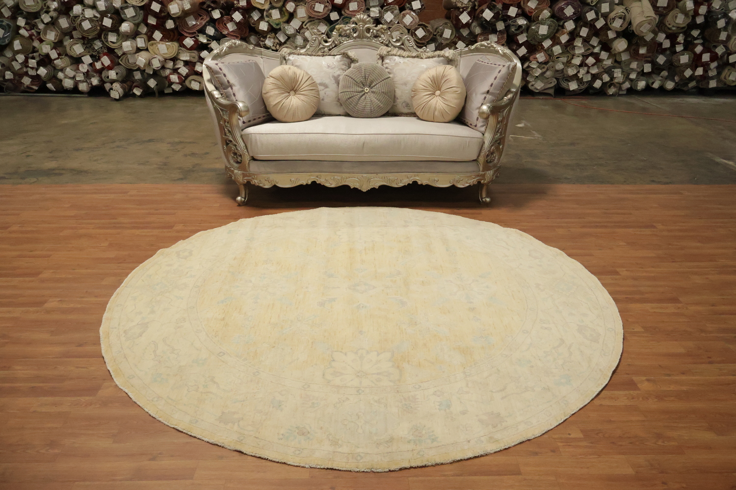 Vegetable Dye Round Traditional Oushak Square Wool Rug 8x8