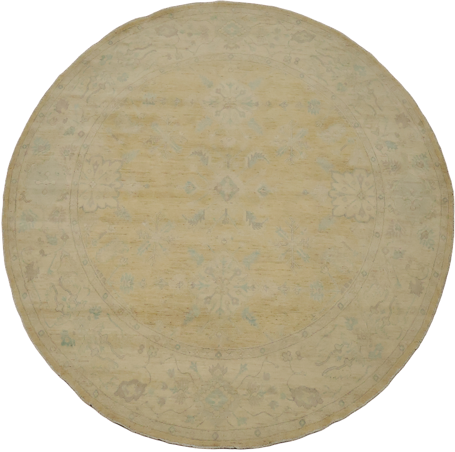 Vegetable Dye Round Traditional Oushak Square Wool Rug 8x8