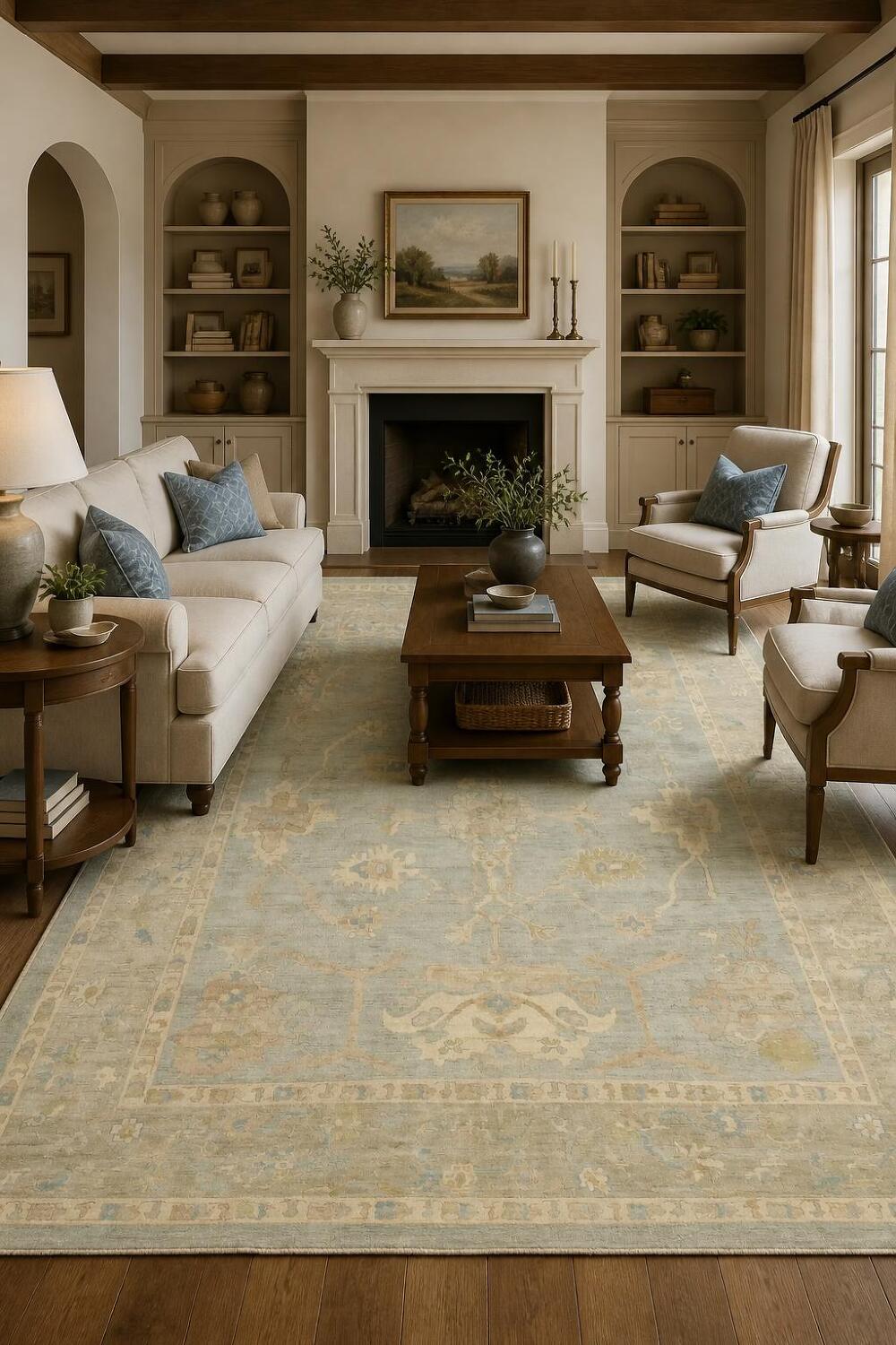Wool Vegetable Dye Wool Traditional Oushak Area Rug 8x10