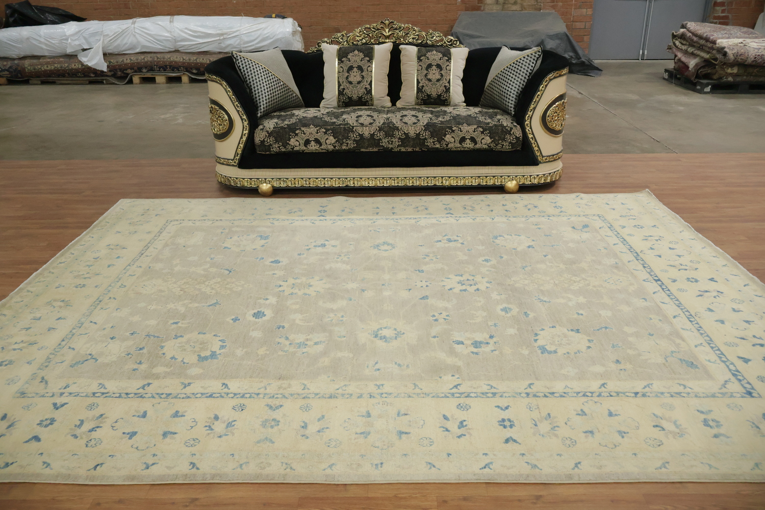 Oushak Turkish All Over Floral Wool Area Rug 9x12