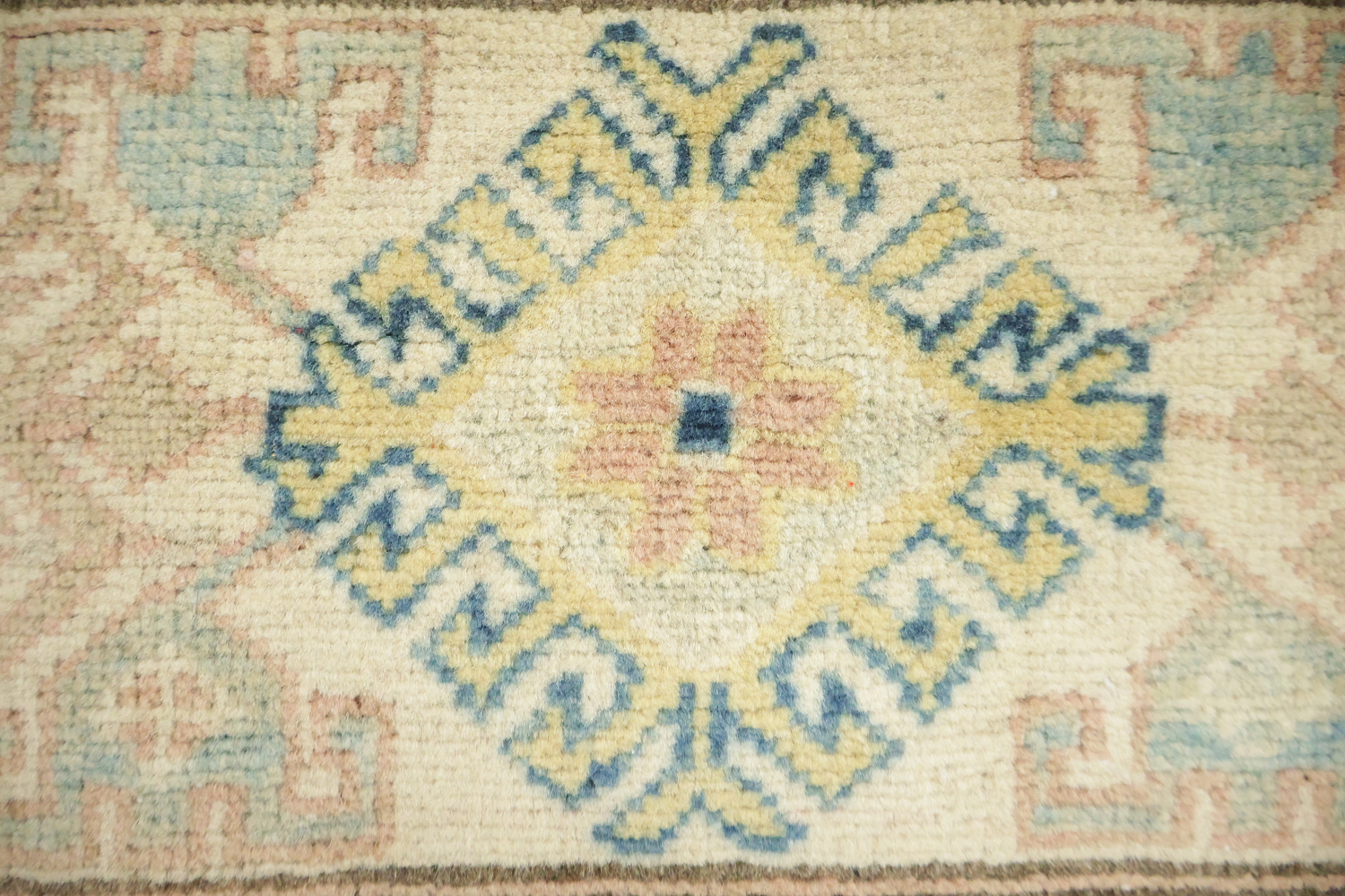 Exquisite Hand-Knotted Rug Kazak Featuring Soft Blue Tones and Patterns 10'x13'