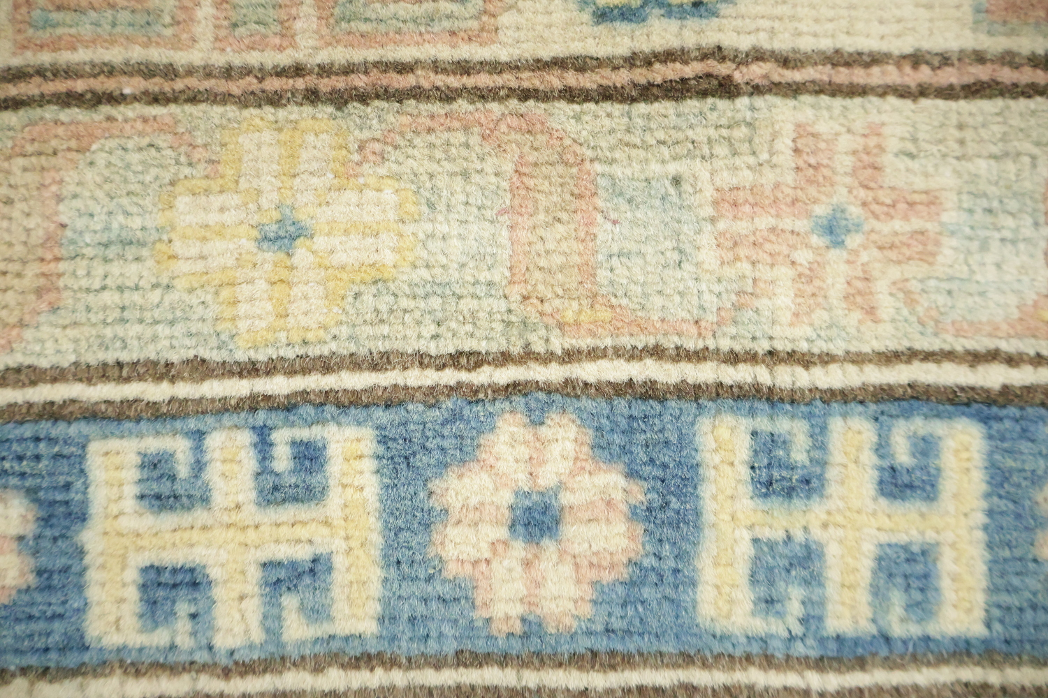 Exquisite Hand-Knotted Rug Kazak Featuring Soft Blue Tones and Patterns 10'x13'