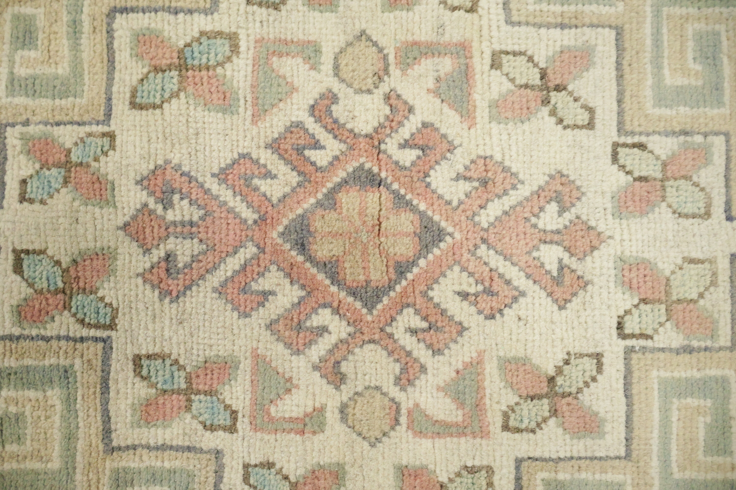 South-Western Style Muted Green Kazak Geometric Hand-made Rug 9'x13'